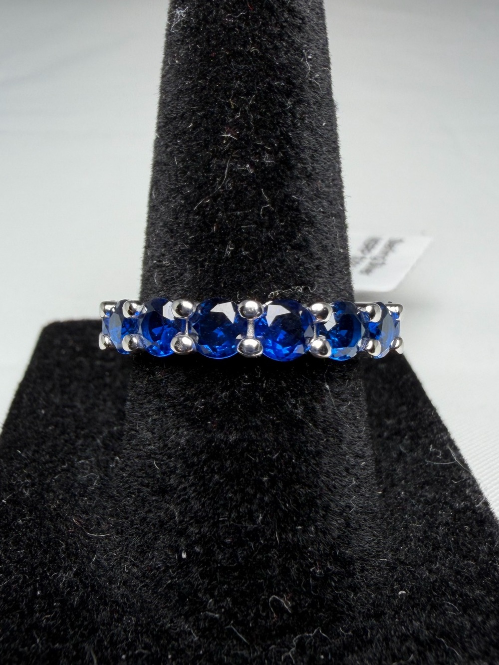 Full Eternity Band Size 7 Blue Sapphire 4.00ctw 16 Stone Lab Created Sterling